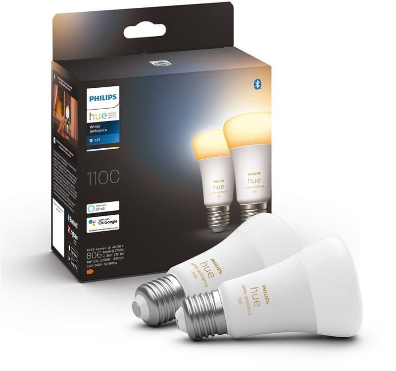 hue LED-Lampe Wh. Amb. 8W A60 E27 2er Pack